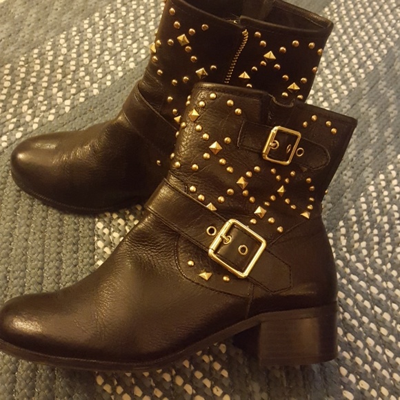 Black Leather Upper with Beautiful Gold Studs - Picture 2 of 4